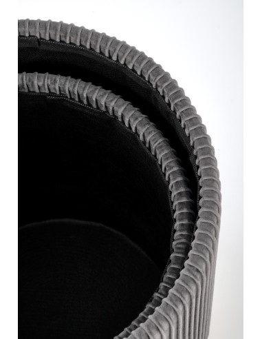 MONTY Zestaw 2 Puf Popielaty VELVET/ Złota Podstawa Dodająca Szyku