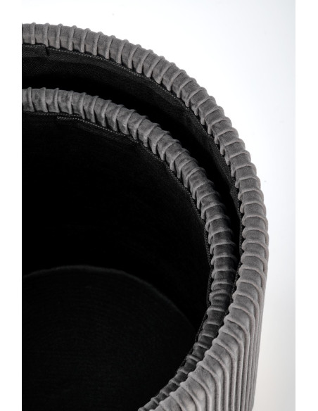 MONTY Zestaw 2 Puf Popielaty VELVET/ Złota Podstawa Dodająca Szyku