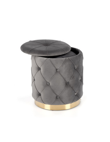 Zestaw 2 puf DAVE tkanina VELVET popiel / złoty