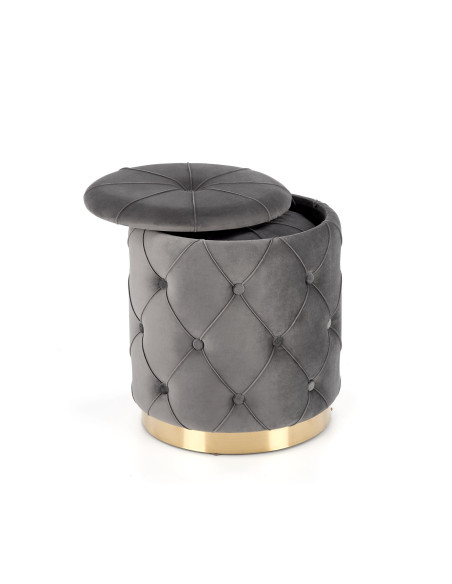 Zestaw 2 puf DAVE tkanina VELVET popiel / złoty