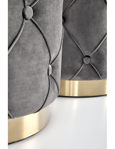 Zestaw 2 puf DAVE tkanina VELVET popiel / złoty