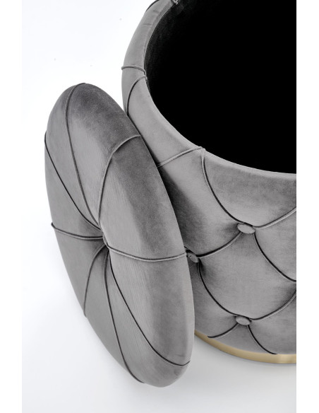 Zestaw 2 puf DAVE tkanina VELVET popiel / złoty