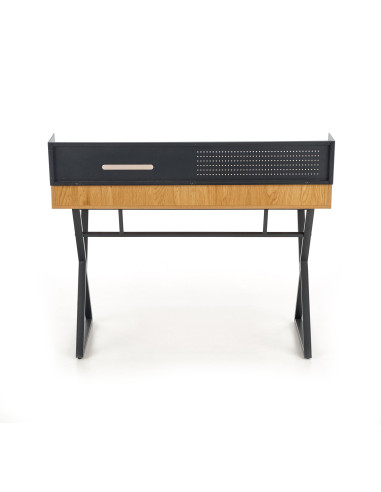 B43 Biurko 110/51/90 cm z Półką Dąb Złoty/Czarny - Praktyczna Elegancja