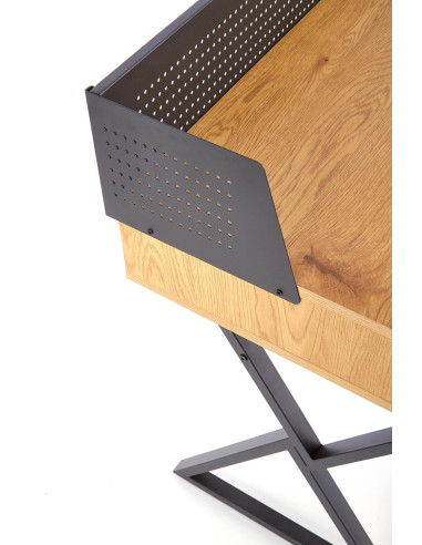 B43 Biurko 110/51/90 cm z Półką Dąb Złoty/Czarny - Praktyczna Elegancja