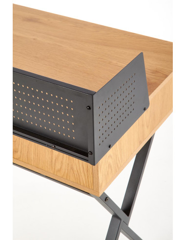 B43 Biurko 110/51/90 cm z Półką Dąb Złoty/Czarny - Praktyczna Elegancja