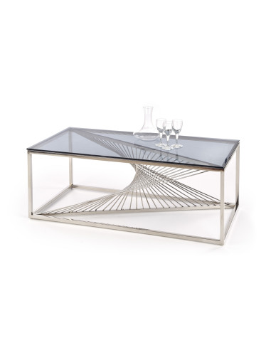 INFINITY Ława Glamour 120/60 cm Szkło Dymione/Stelaż Srebrny - Harmonia i Styl