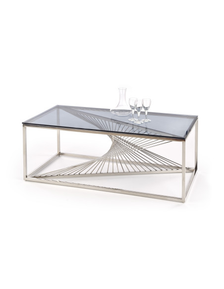 INFINITY Ława Glamour 120/60 cm Szkło Dymione/Stelaż Srebrny - Harmonia i Styl