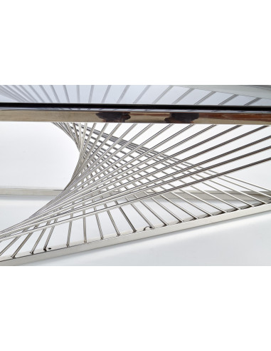 INFINITY Ława Glamour 120/60 cm Szkło Dymione/Stelaż Srebrny - Harmonia i Styl