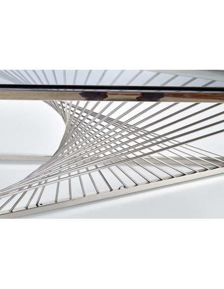 INFINITY Ława Glamour 120/60 cm Szkło Dymione/Stelaż Srebrny - Harmonia i Styl