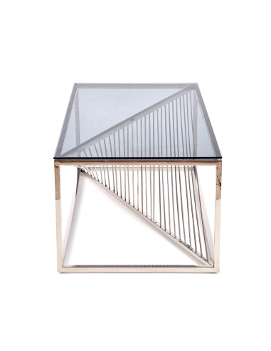 INFINITY Ława Glamour 120/60 cm Szkło Dymione/Stelaż Srebrny - Harmonia i Styl