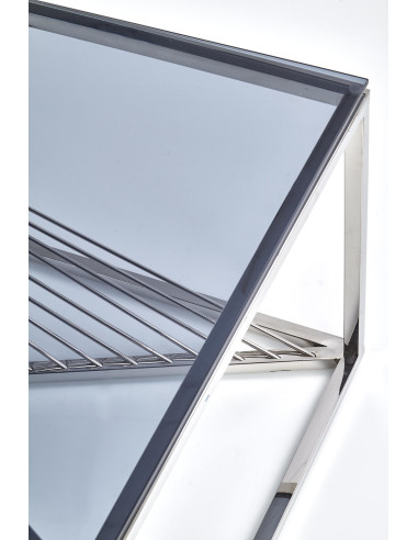 INFINITY Ława Glamour 120/60 cm Szkło Dymione/Stelaż Srebrny - Harmonia i Styl