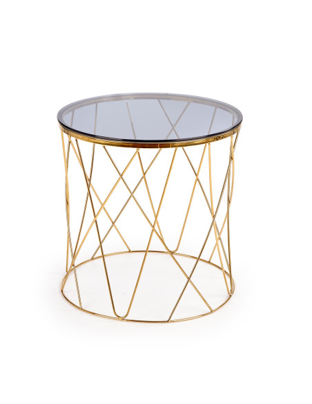 SELENA Szklana Okrągła Ława Stelaż Złoty Połysk Fi55cm - Luksus i Styl