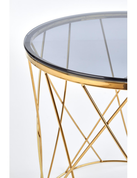 SELENA Szklana Okrągła Ława Stelaż Złoty Połysk Fi55cm - Luksus i Styl