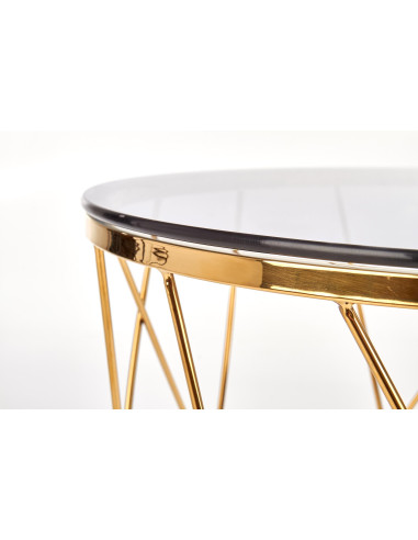 SELENA Szklana Okrągła Ława Stelaż Złoty Połysk Fi55cm - Luksus i Styl