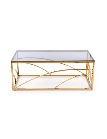 UNIVERSE Ława Glamour 120/60/45 cm Szkło Dymione / Unikalny Złoty Stelaż