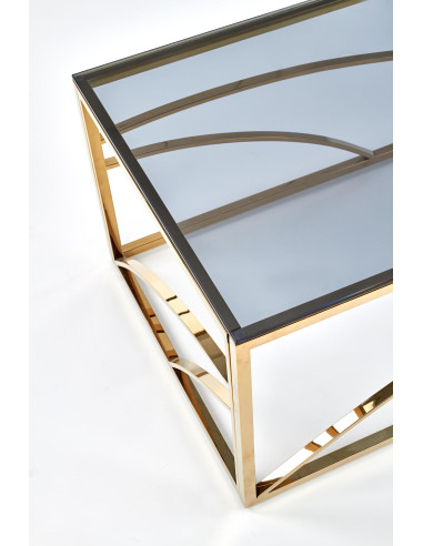 UNIVERSE Ława Glamour 120/60/45 cm Szkło Dymione / Unikalny Złoty Stelaż