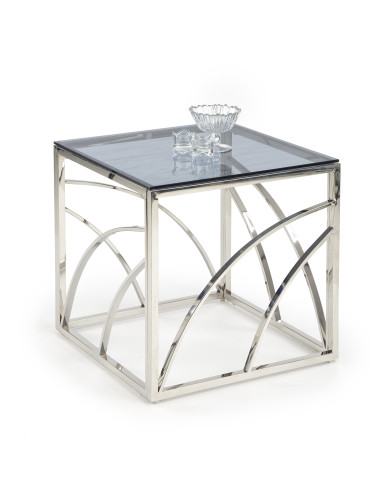 Ława szklana UNIVERSE KWADRAT stelaż srebrny / szkło dymione