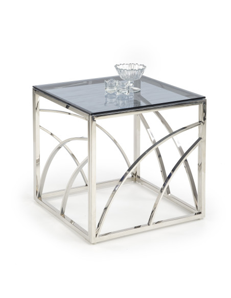 Ława szklana UNIVERSE KWADRAT stelaż srebrny / szkło dymione