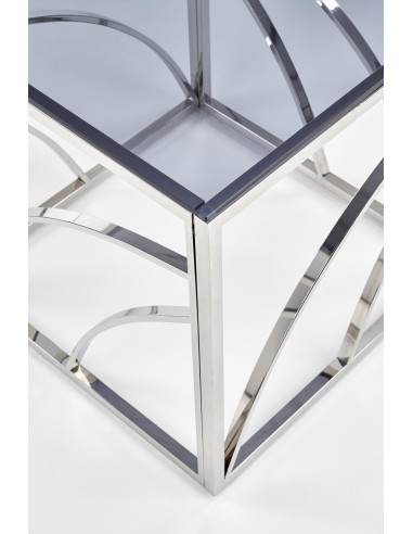 Ława szklana UNIVERSE KWADRAT stelaż srebrny / szkło dymione