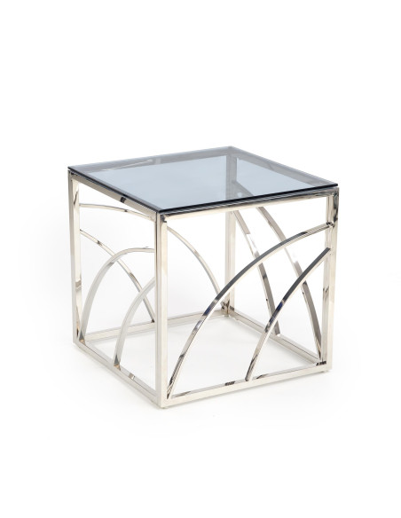 Ława szklana UNIVERSE KWADRAT stelaż srebrny / szkło dymione