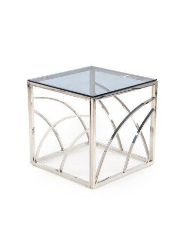 Ława szklana UNIVERSE KWADRAT stelaż srebrny / szkło dymione
