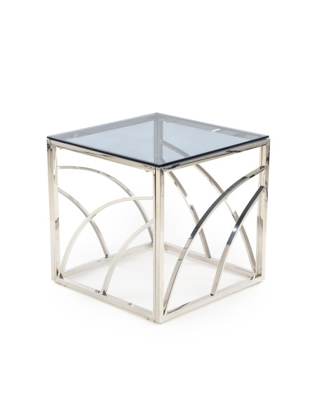 Ława szklana UNIVERSE KWADRAT stelaż srebrny / szkło dymione