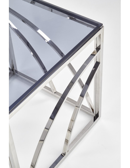 Ława szklana UNIVERSE KWADRAT stelaż srebrny / szkło dymione