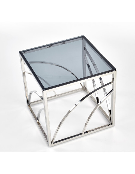 Ława szklana UNIVERSE KWADRAT stelaż srebrny / szkło dymione