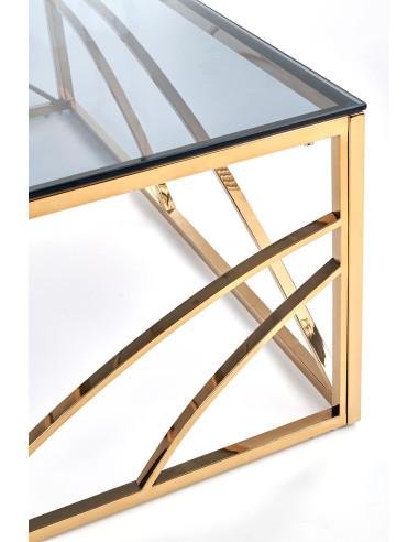 UNIVERSE KWADRAT Ława Glamour 55/55/55 cm Szkło Dymione / Złoty Stelaż