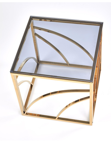UNIVERSE KWADRAT Ława Glamour 55/55/55 cm Szkło Dymione / Złoty Stelaż