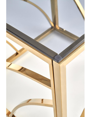 UNIVERSE KWADRAT Ława Glamour 55/55/55 cm Szkło Dymione / Złoty Stelaż