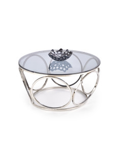 VENUS Okrągła Ława fi80/44 cm Szkło Dymione/Srebrny - Elegancki Design