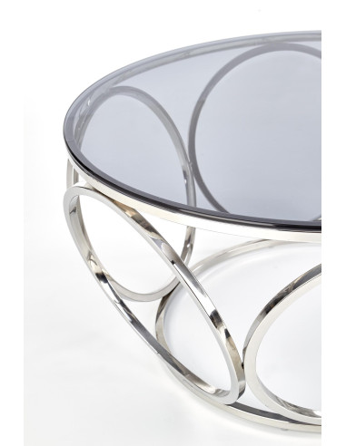 VENUS Okrągła Ława fi80/44 cm Szkło Dymione/Srebrny - Elegancki Design