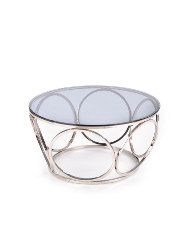 VENUS Okrągła Ława fi80/44 cm Szkło Dymione/Srebrny - Elegancki Design