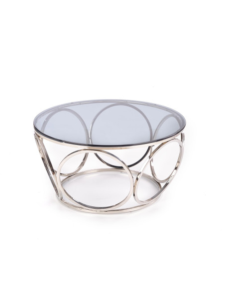 VENUS Okrągła Ława fi80/44 cm Szkło Dymione/Srebrny - Elegancki Design