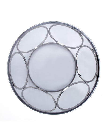 VENUS Okrągła Ława fi80/44 cm Szkło Dymione/Srebrny - Elegancki Design