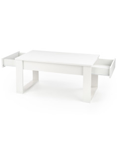 NEA Ława Prostokątna Biała 110/60/52 cm z 2 Szufladami - Czysta Elegancja