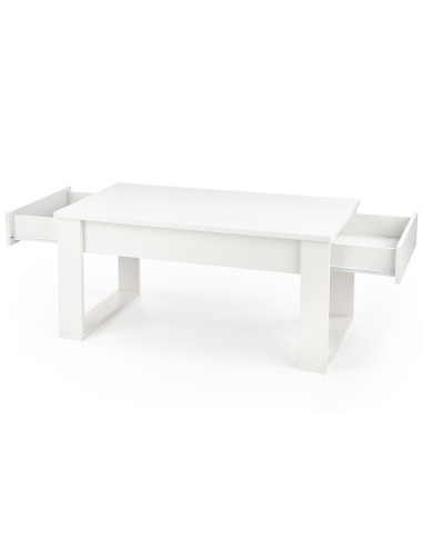 NEA Ława Prostokątna Biała 110/60/52 cm z 2 Szufladami - Czysta Elegancja