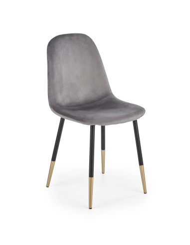 K379 Krzesło Popielate VELVET / Złoty - Elegancja i Blask