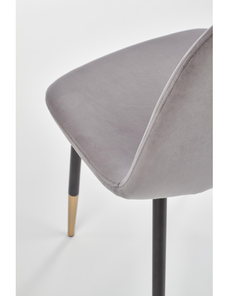 K379 Krzesło Popielate VELVET / Złoty - Elegancja i Blask