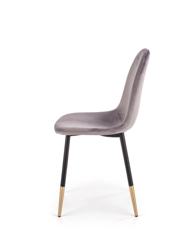K379 Krzesło Popielate VELVET / Złoty - Elegancja i Blask
