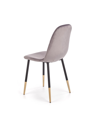K379 Krzesło Popielate VELVET / Złoty - Elegancja i Blask