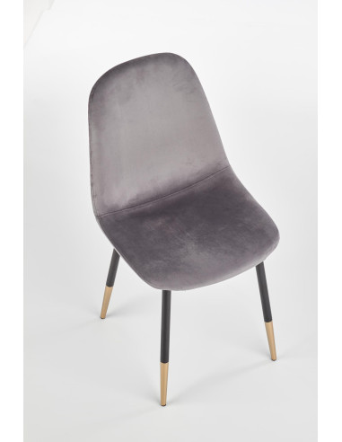 K379 Krzesło Popielate VELVET / Złoty - Elegancja i Blask