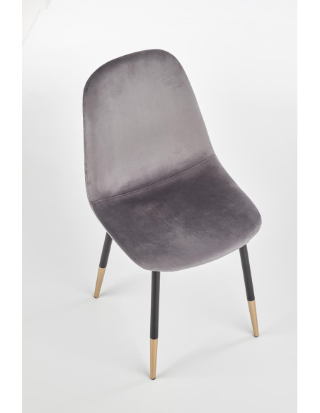 K379 Krzesło Popielate VELVET / Złoty - Elegancja i Blask