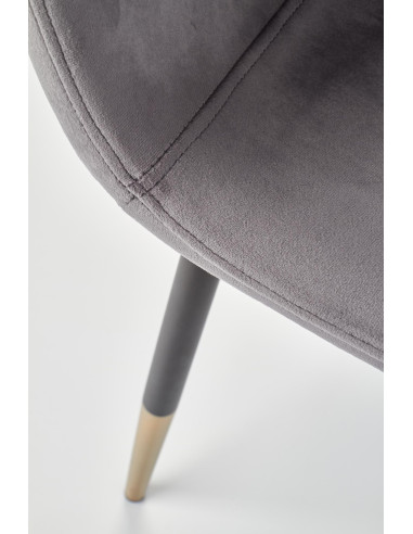 K379 Krzesło Popielate VELVET / Złoty - Elegancja i Blask