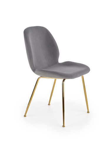 K381 Krzesło Popielate VELVET / Złote Chromowane Nogi - Prestiż i Wygoda