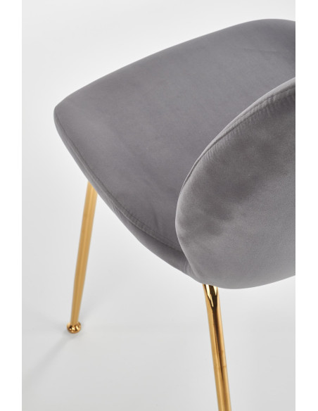 K381 Krzesło Popielate VELVET / Złote Chromowane Nogi - Prestiż i Wygoda