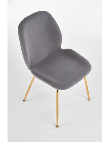 K381 Krzesło Popielate VELVET / Złote Chromowane Nogi - Prestiż i Wygoda
