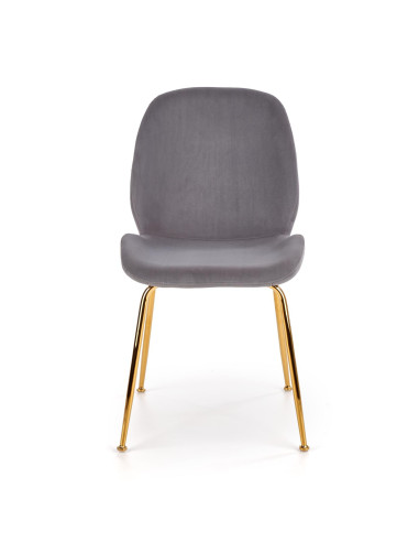 K381 Krzesło Popielate VELVET / Złote Chromowane Nogi - Prestiż i Wygoda