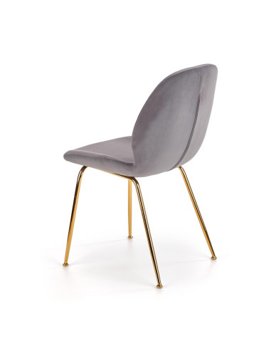 K381 Krzesło Popielate VELVET / Złote Chromowane Nogi - Prestiż i Wygoda
